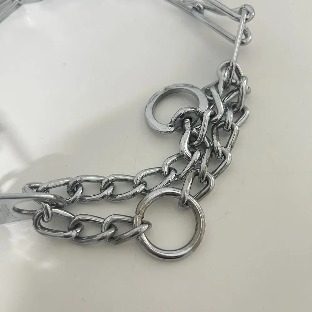 NEW Herm Sprenger Chrome Plated Steel Dog Prong Training Collar Two O-Rings 25”_2